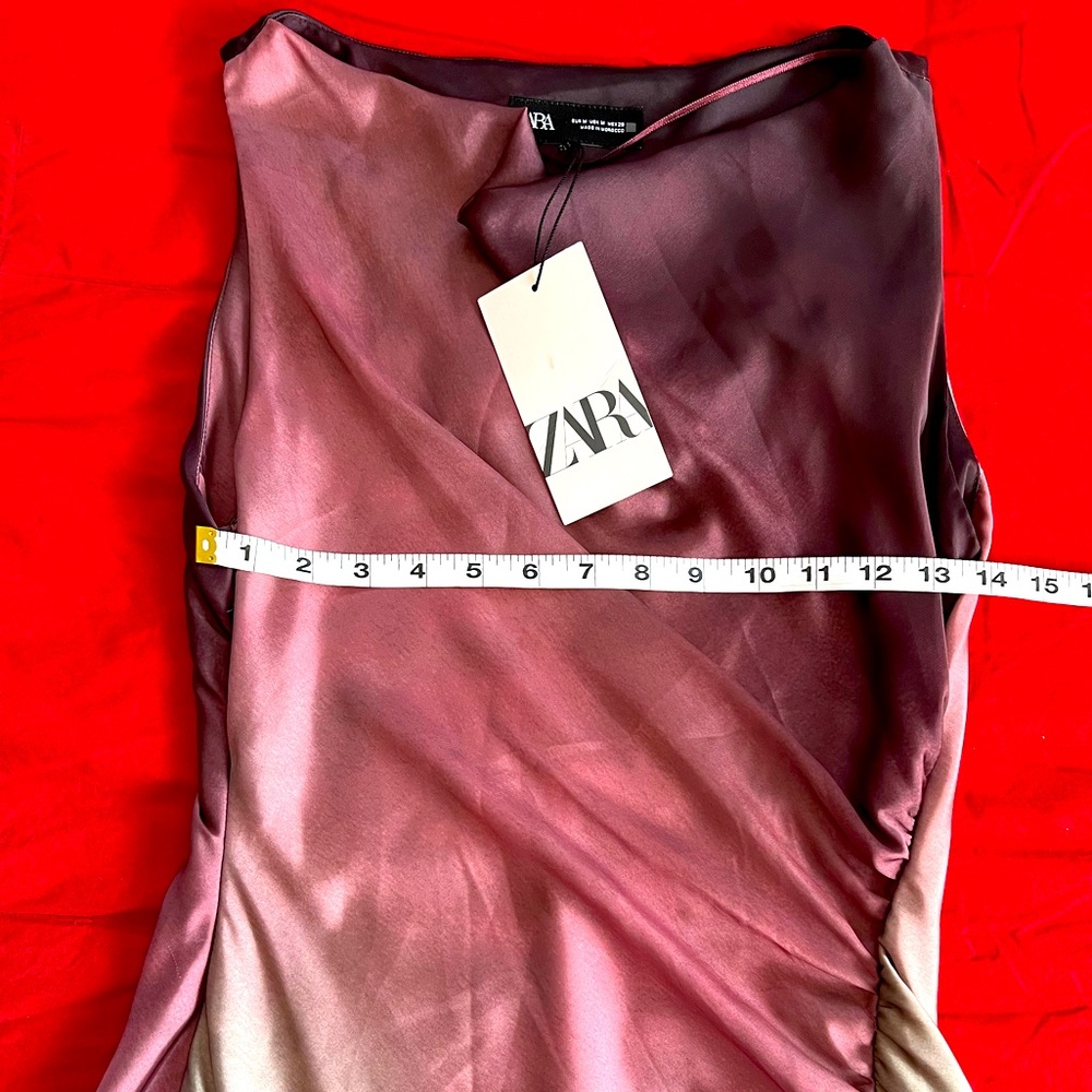 Zara Burgundy and Teal Gradient Midi Dress - Picture 9 of 11